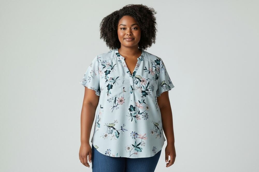 Torrid Blue Floral Blouse Plus Size 1X
